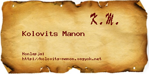 Kolovits Manon névjegykártya